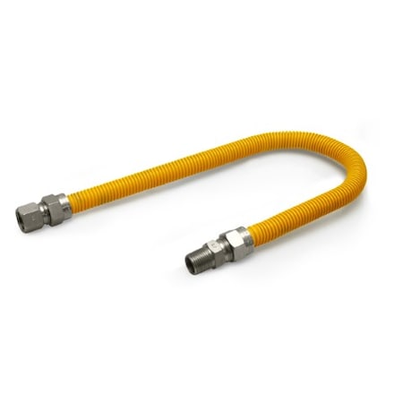 Flextron Gas Line Hose 5/8'' O.D.x30'' Len 3/4" FIPxMIP Fittings Yellow Coated Stainless Steel Flexible FTGC-YC12-30P